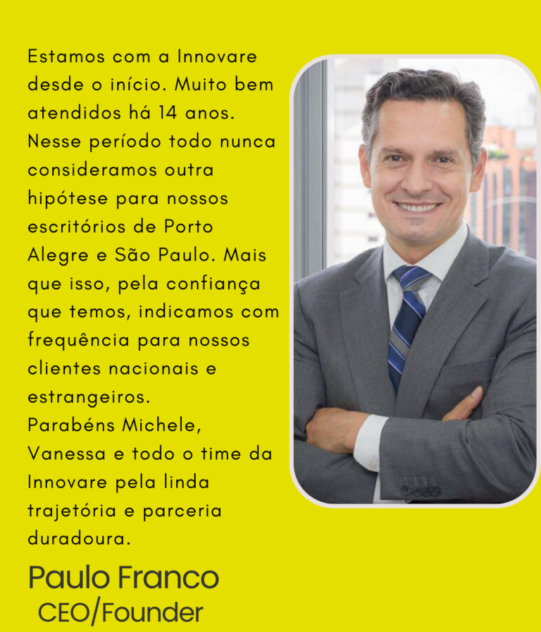 Minha jornada com a Innovare iniciou com a Gympass em 2012 e ao longo dos anos essa parceria se consolidou, hoje nos atendem no Instituto Acredite exercendo um papel fundamental na contabilidade, (1)